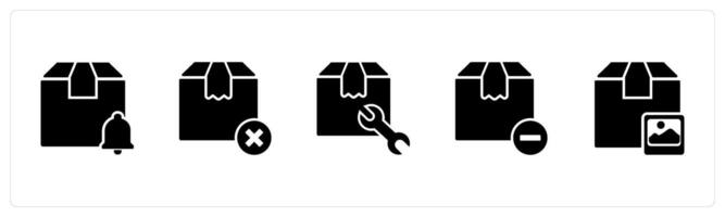 A set of 5 Business icon as delivery notification, wrong order, delivery settings vector