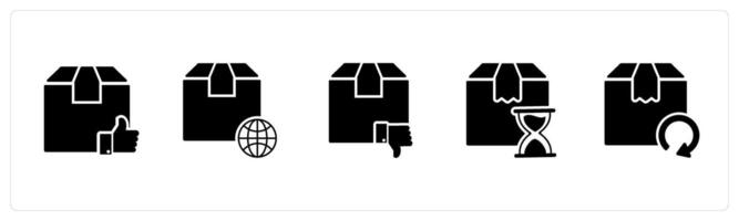 A set of 5 Business icon as approved order, international order, order declined vector