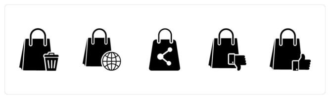 A set of 5 Business icon as remove bag, global shopping, share shopping vector