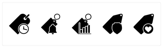A set of 5 Business icon as shopping deal, tag notification, revenue tag vector