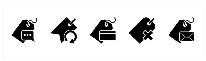 A set of 5 Business icon as message tag, refresh tag, card tag vector