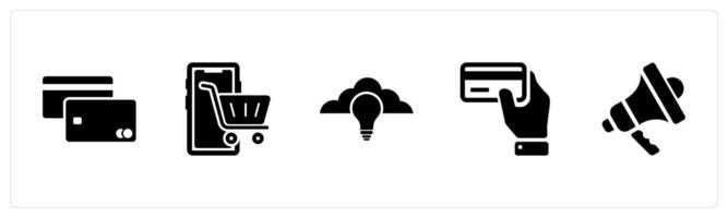 A set of 5 Business icon as credit card, m commerce, cloud idea vector