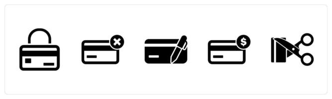 A set of 5 Business icon as card security, remove card, edit card vector