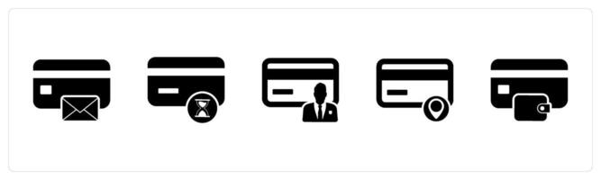 A set of 5 Business icon as card message, shopping time, card owner vector