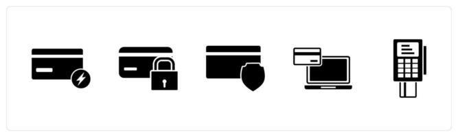 A set of 5 Business icon as fast card, card security, online payment vector