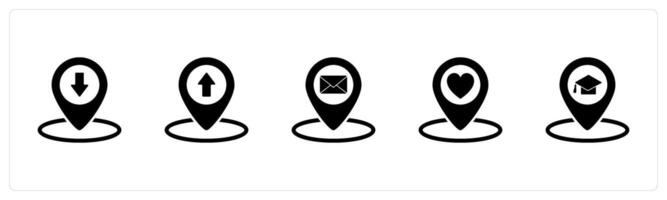 A set of 5 Business icon as pin, pointer, message location vector