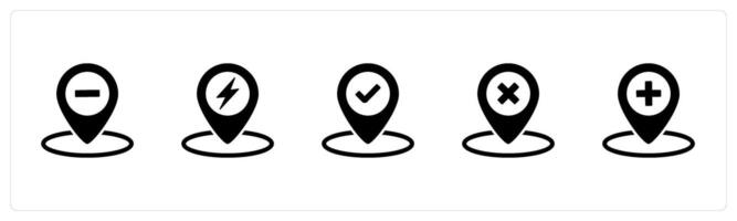 A set of 5 Business icon as remove location, location, approved location vector