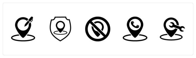 A set of 5 Business icon as edit location, location, security vector