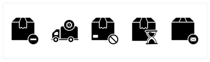 A set of 5 Business icon as reduce item, delivery prohibited, delivery process time vector