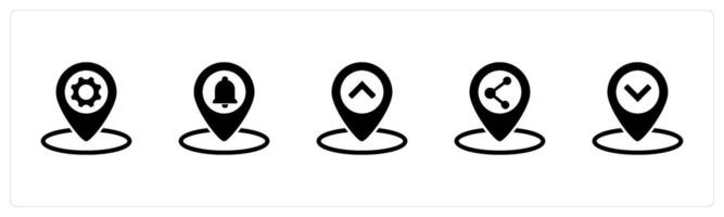 A set of 5 Business icon as location setting, location notification, location vector