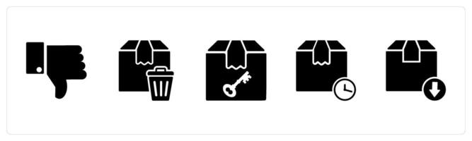 A set of 5 Business icon as thumbs up, trash order, delivery returned vector