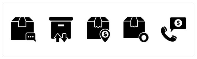 A set of 5 Business icon as delivery message, delivery charges, delivery security vector
