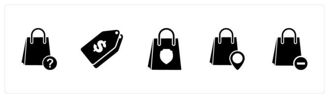 A set of 5 Business icon as shopping query, price tag, shopping security vector
