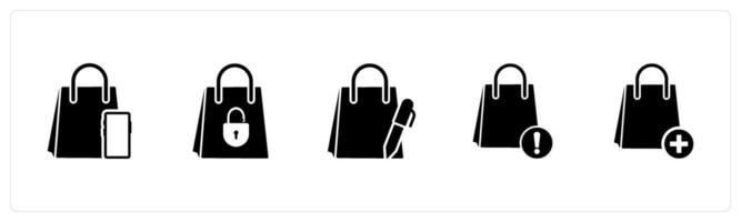 A set of 5 Business icon as m commerce, shopping security, edit shopping vector