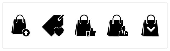 A set of 5 Business icon as download shopping, favorite tag, like shopping vector