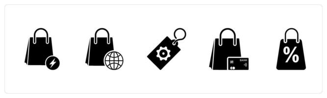 A set of 5 Business icon as fast shopping, global shopping, tag setting vector