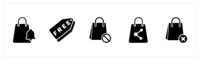 A set of 5 Business icon as shopping notification, free tag, shopping prohibited vector