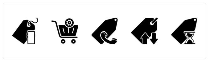 A set of 5 Business icon as mobile tag, cart setting, call tag vector
