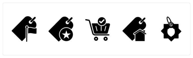 A set of 5 Business icon as flag tag, favorite tag, approved tag vector