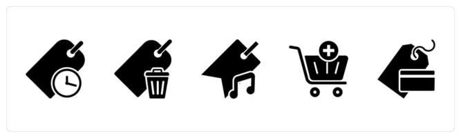 A set of 5 Business icon as shopping deal, remove tag, music tag vector