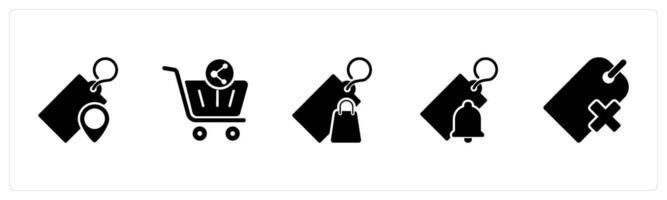 A set of 5 Business icon as tag location, share cart, shopping tag vector