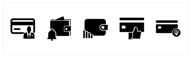 A set of 5 Business icons as card owner, wallet notification, revenue wallet vector