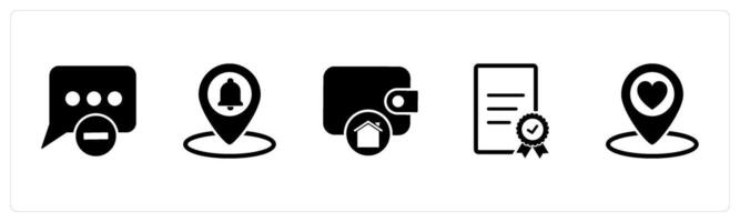A set of 5 Business icons as remove message, location notification, money wallet vector