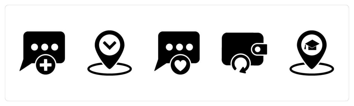 A set of 5 Business icons as add message, location, favprite message vector