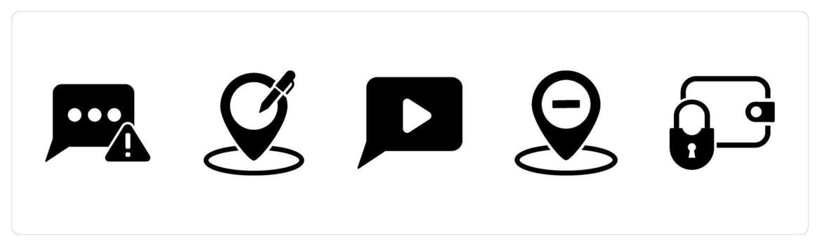 A set of 5 Business icons as message error, edit location, message vector