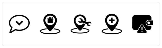 A set of 5 Business icons as message, home location, location maintenance vector