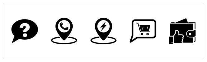 A set of 5 Business icons as question, call location, location vector