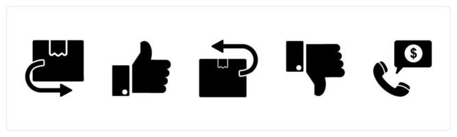 A set of 5 Business icons as return parcel, thumbs up, send parcel vector