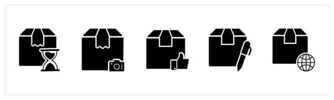 A set of 5 Business icons as delivery process time, order camera, approved order vector