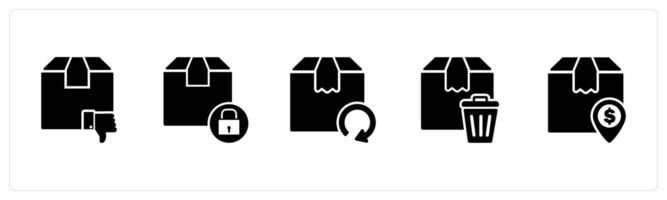 A set of 5 Business icons as order declined, secured delivery, order update vector