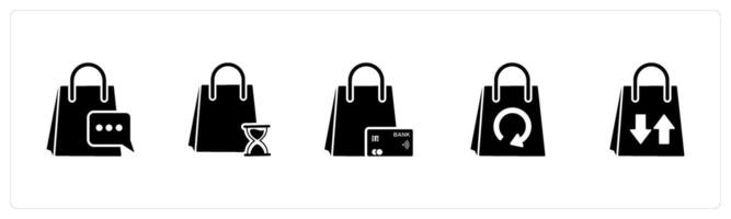 A set of 5 Business icons as shopping message, shoppig on time, card shopping vector