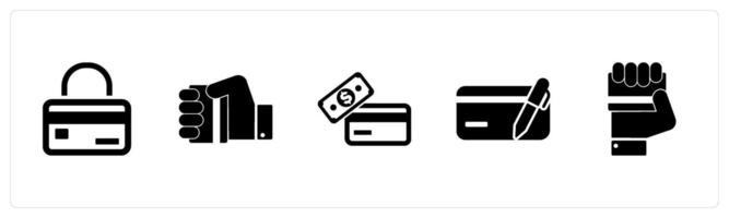 A set of 5 Business icons as card security, card in hand, payment method vector