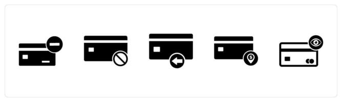 A set of 5 Business icons as remove card, card prohibited, received card vector