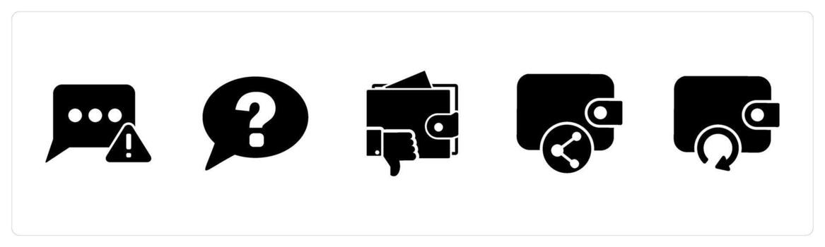 A set of 5 Business icons as message error, question, dislike wallet vector