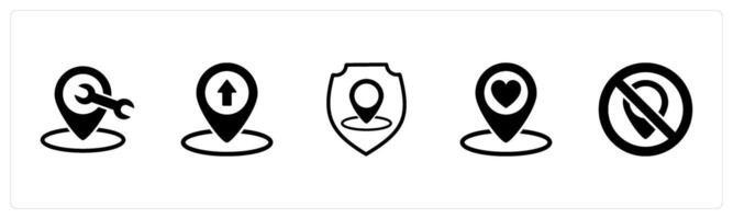 A set of 5 Business icons as location maintenance, pointer, location security vector
