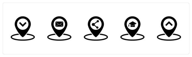 A set of 5 Business icons as location, message location, share location vector