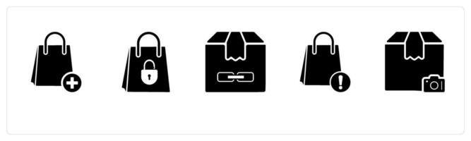 A set of 5 Business icons as add items, shopping security, education delivery vector