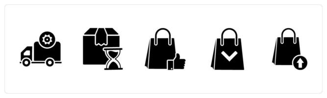A set of 5 Business icons as delivery prohibited, delivery process time, like shopping vector
