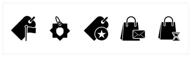 A set of 5 Business icons as flag tag, settings, favorite tag vector