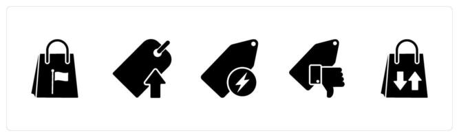 A set of 5 Business icons as shopping, upload tag, fast tag vector