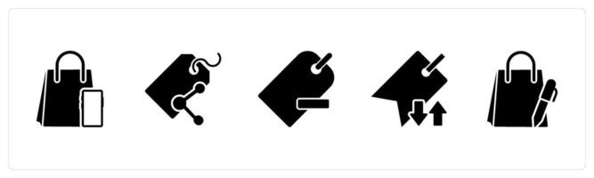 A set of 5 Business icons as m commerce, share tag, remove tag vector