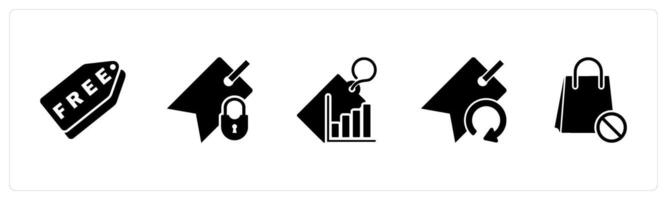 A set of 5 Business icons as free tag, tag security, revenue tag vector