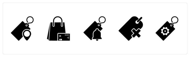 A set of 5 Business icons as tag location, card shopping, tag notification vector