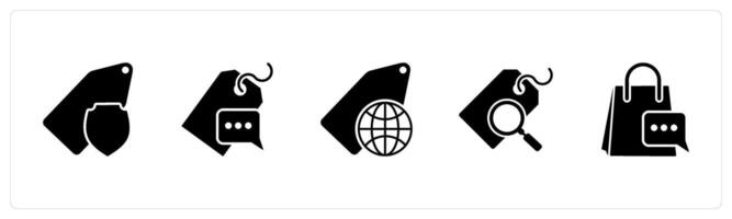 A set of 5 Business icons as tag security, message icon, vector