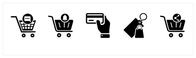 A set of 5 Business icons as cart message, cart notification, card in hand vector
