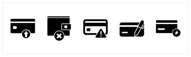 A set of 5 Business icons as upload card, no money, card error vector